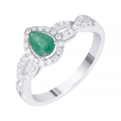 Кольцо из белого золота с бриллиантом и изумрудом (Арт.n073ema4wx_em_wg)