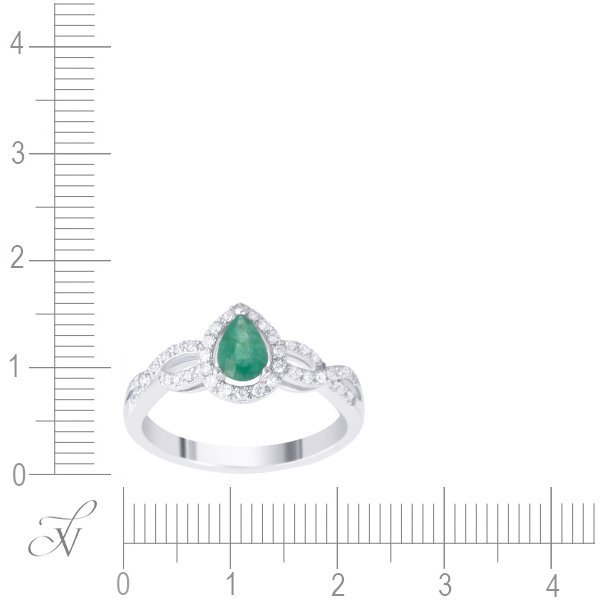 Кольцо из белого золота с бриллиантом и изумрудом (Арт.n073ema4wx_em_wg)