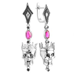 Серьги из серебра с корундом и шпинелью (Арт.cz-e06194-x-wb-r3-x-b)