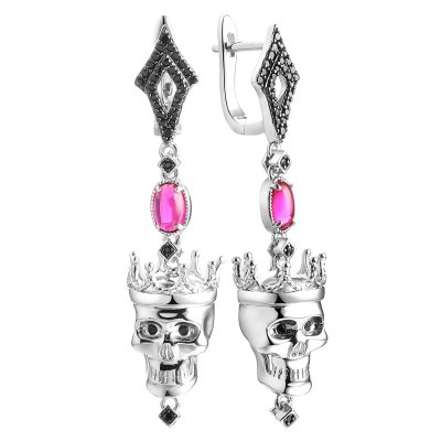 Серьги из серебра с корундом и шпинелью (Арт.cz-e06194-x-wb-r3-x-b)