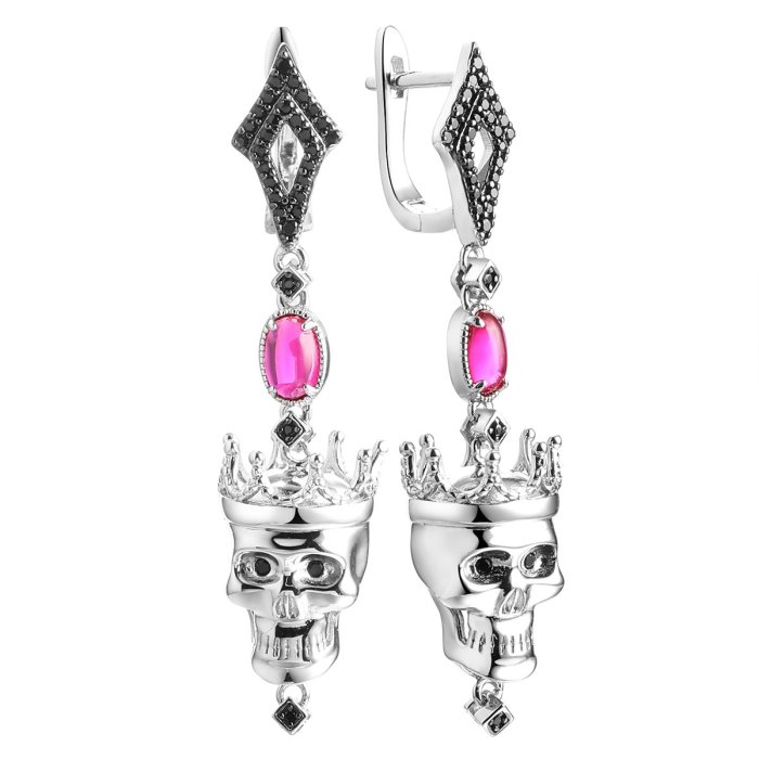 Серьги из серебра с корундом и шпинелью (Арт.cz-e06194-x-wb-r3-x-b)