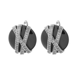 Серьги из серебра с керамикой и фианитом (Арт.tc-e00181-b-w-x-x-w)