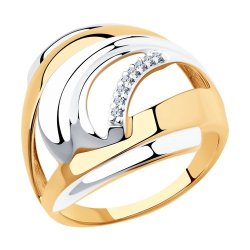 Кольцо из золочёного серебра с фианитами (Арт.93-110-00427-1)