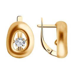 Серьги из золочёного серебра с фианитами (Арт.93-120-01891-1)