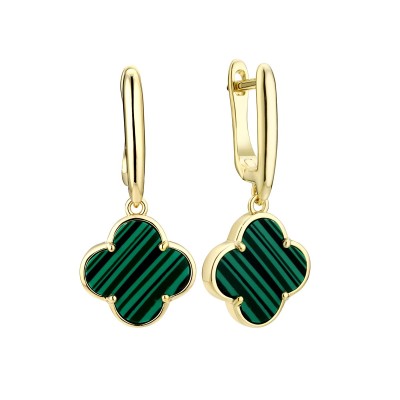 Серьги серебряные с малахитом «Fresh Lucky Large» Sokolov (арт.TC-E02028-X-L-Mal-X-X)