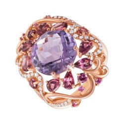 Кольцо из золота с аметистом и бриллиантом (Арт.rg-32990_ko_ps_am_mc_pink)