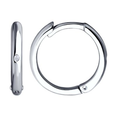 Серьги из серебра с бриллиантом «Лаконичный круг» Соколов (арт.94-220-02035-1)