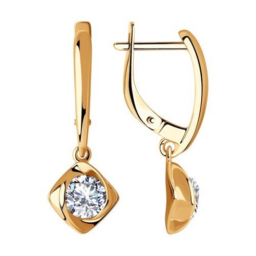 Серьги из золочёного серебра с фианитами (Арт.93020913)