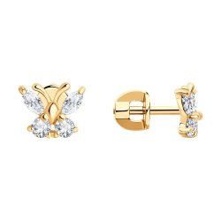 Серьги из золочёного серебра с фианитами (Арт.93021142)