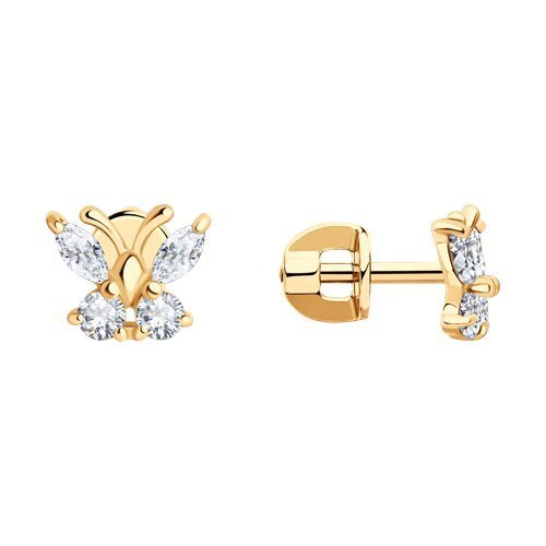 Серьги из золочёного серебра с фианитами (Арт.93021142)