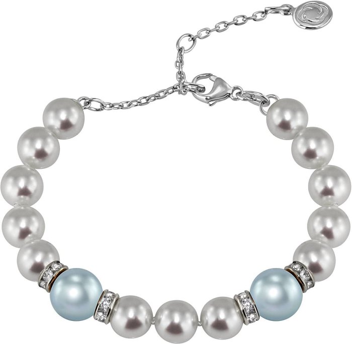 Браслет из серебра с жемчугом и куб. цирконием (Арт.102b-sr5-1-27)