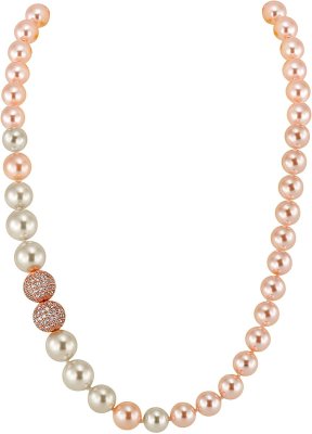 Ожерелье из серебра с жемчугом и куб. цирконием (Арт.1l-rk-2-12)