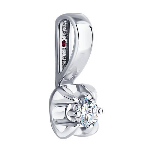 Подвеска из белого золота с  бриллиантом выращенным и рубином (Арт.52-230-02478-1)