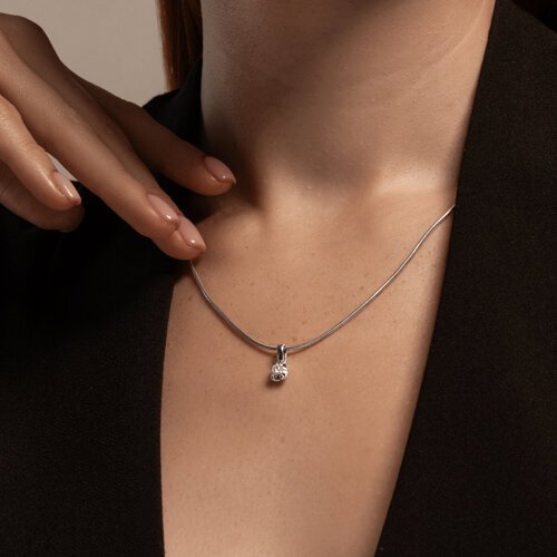 Подвеска из белого золота с  бриллиантом выращенным и рубином (Арт.52-230-02478-1)