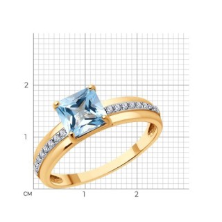 Кольцо золото 585 с топазом и фианитами «Небесный луч» SOKOLOV (арт.51-310-01729-1)