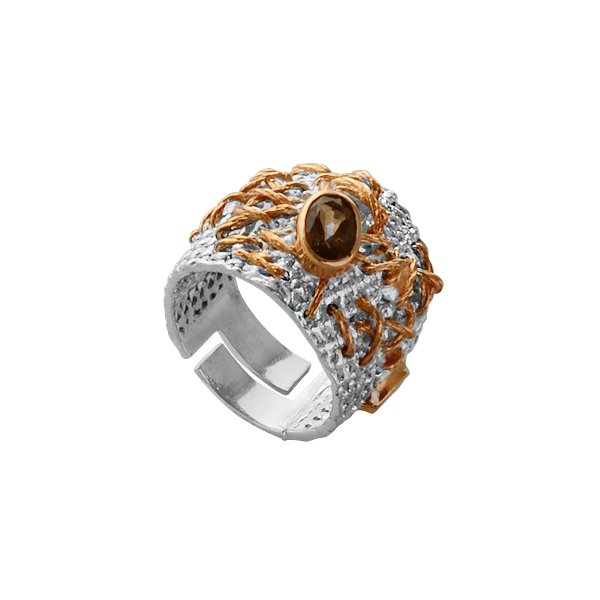 Серебряное кольцо BEAVERS с раухтопазом 1183rt