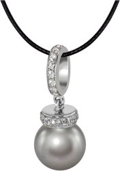 Кулон из серебра с жемчугом и кристаллом swarovski (Арт.abp-1-10-30-s)