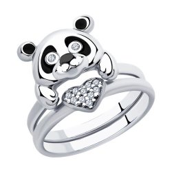 Кольцо из серебра с фианитами и эмалью (Арт.94012946-9)