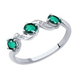 Кольцо из белого золота с бриллиантами и изумрудами (Арт.52-210-00891-2)