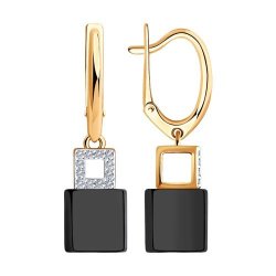 Серьги из золота с бриллиантами и керамическими вставками (Арт.6025122)