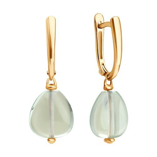 Серьги золотые пробы 585 с празиолитом (Арт.729259)