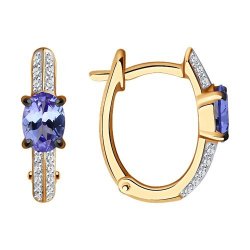 Серьги из золота с бриллиантами и танзанитами (Арт.6024282)