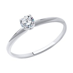 Кольцо из белого золота с фианитом (Арт.019087-3)