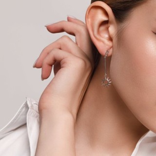 Серьги из серебра с фианитами «Солнце и Луна» Соколов (арт.94025750)
