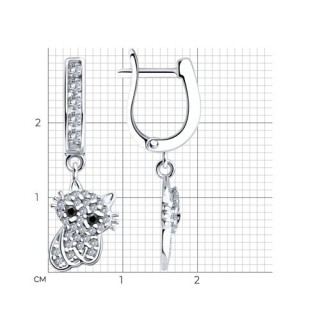Серьги из серебра с фианитами «Сова мудрости» Соколов (арт.94026100)