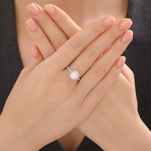 Кольцо из белого золота с бриллиантами выращенными (Арт.9010268-3-5)