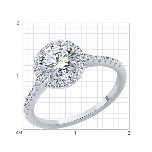 Кольцо из белого золота с бриллиантами выращенными (Арт.9010268-3-5)