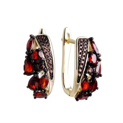 Серьги из серебра с гранатом (Арт.cz-e01704-x-lb-pg-x-br)
