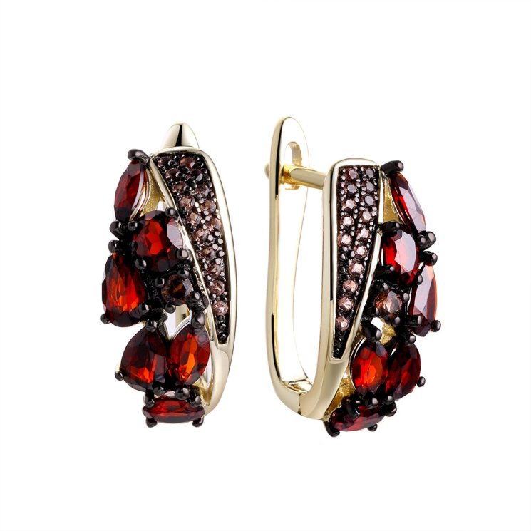 Серьги из серебра с гранатом (Арт.cz-e01704-x-lb-pg-x-br)