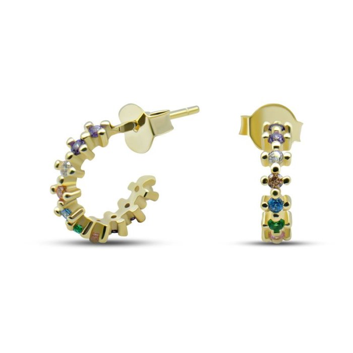 Серьги серебряные с кубическим цирконием «Крылья цвета» Myjewels (арт.0220)