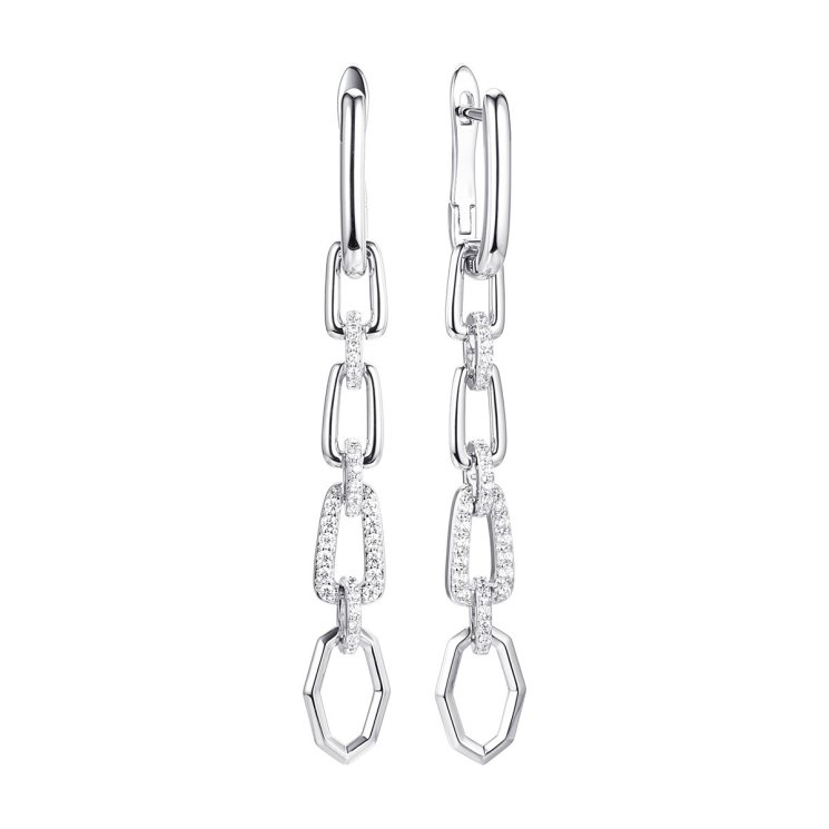 Серьги из серебра с фианитом (Арт.cz-e03375-x-w-x-x-w)