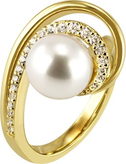 Кольцо серебряное с жемчугом и фианитами «Magic Pearl Orbit» Breuning (арт.41043056G)