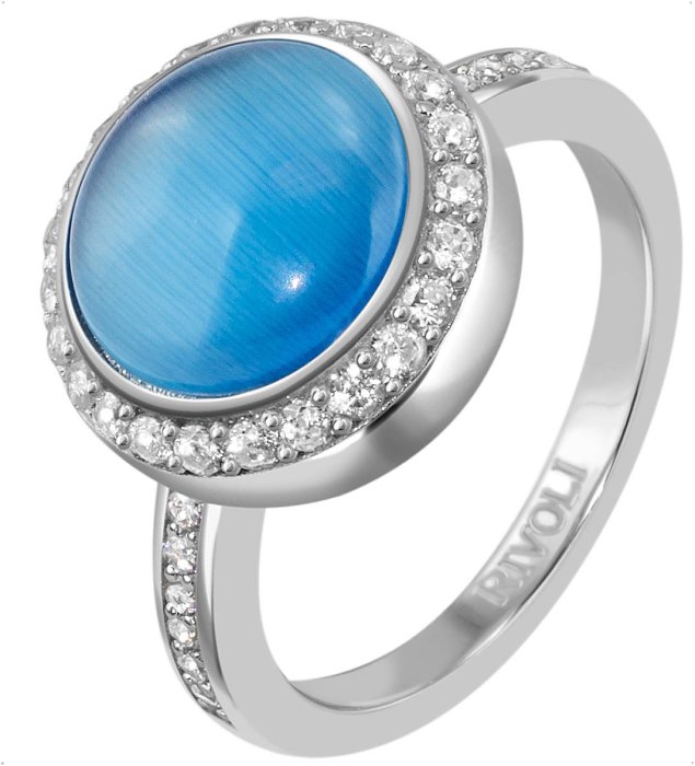 Кольцо из серебра с кошачим глазом и куб. цирконием (Арт.fgr-4-10-h-18-s)