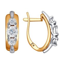 Серьги из комбинированного золота с бриллиантами (Арт.1021133)