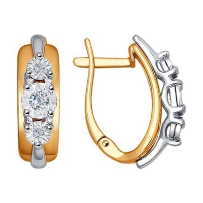 Серьги из комбинированного золота с бриллиантами (Арт.1021133)