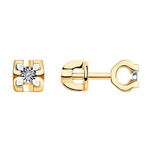 Серьги из комбинированного золота с бриллиантами (Арт.1021490)