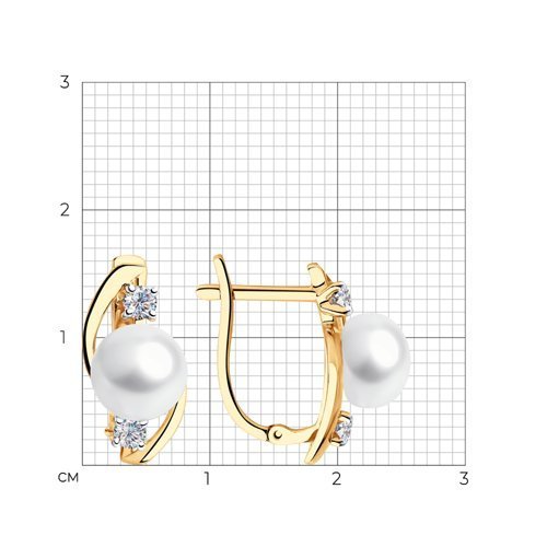 Серьги золотые пробы 585 с жемчугом (Арт.792161)