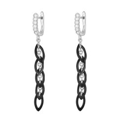 Серьги из серебра с керамикой и куб. цирконием (Арт.tc-e00961-bl-w-x-x-w)
