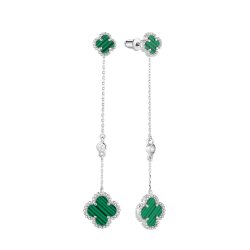 Серьги из серебра с малахитом и фианитом (Арт.tc-e01832-x-w-mal-x-w)