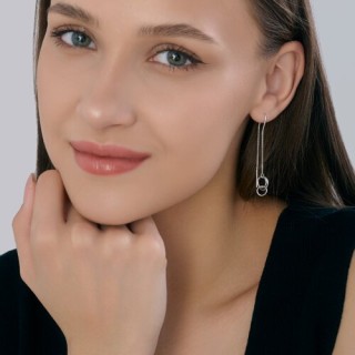 Серьги из серебра 925 с родажным покрытием «Городские круги» Соколов (арт.0113)