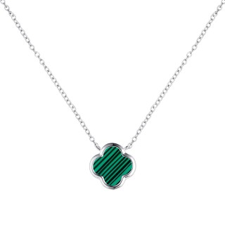 Ожерелье с малахитом «Lucky Clover» серебро 925 Fresh Jewelry (арт.02153)