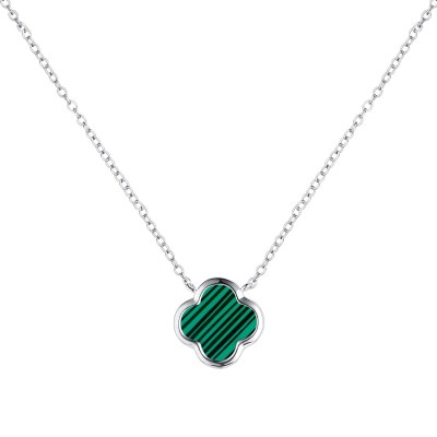 Ожерелье с малахитом «Lucky Clover» серебро 925 Fresh Jewelry (арт.02153)