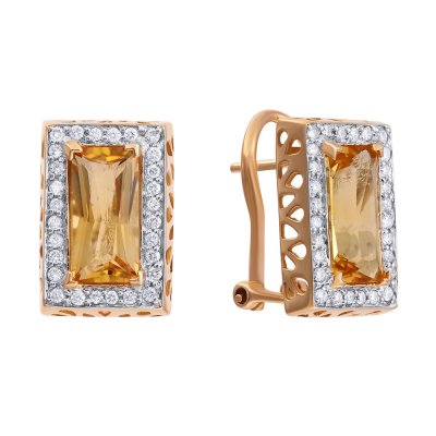 Серьги из золота с бриллиантом и цитрином (Арт.ge1050-ctws-y4_ct_yg)