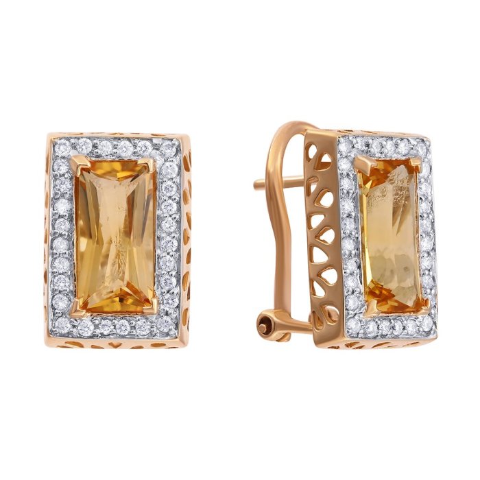 Серьги из золота с бриллиантом и цитрином (Арт.ge1050-ctws-y4_ct_yg)
