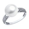 Кольцо из серебра с жемчугом  и фианитами (Арт.94-310-01952-1)