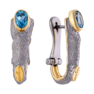 Серебряные серьги BEAVERS с топазом 2102t_ox